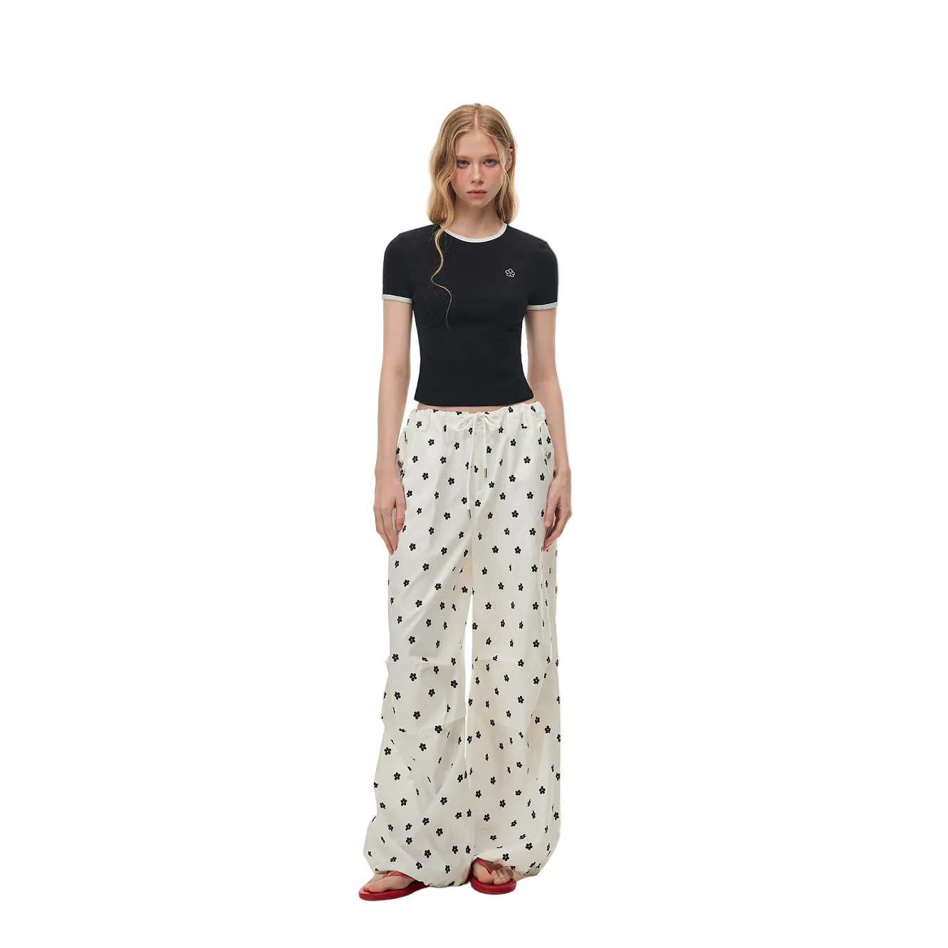 Black Floral Embroidered Short-Sleeve T-Shirt