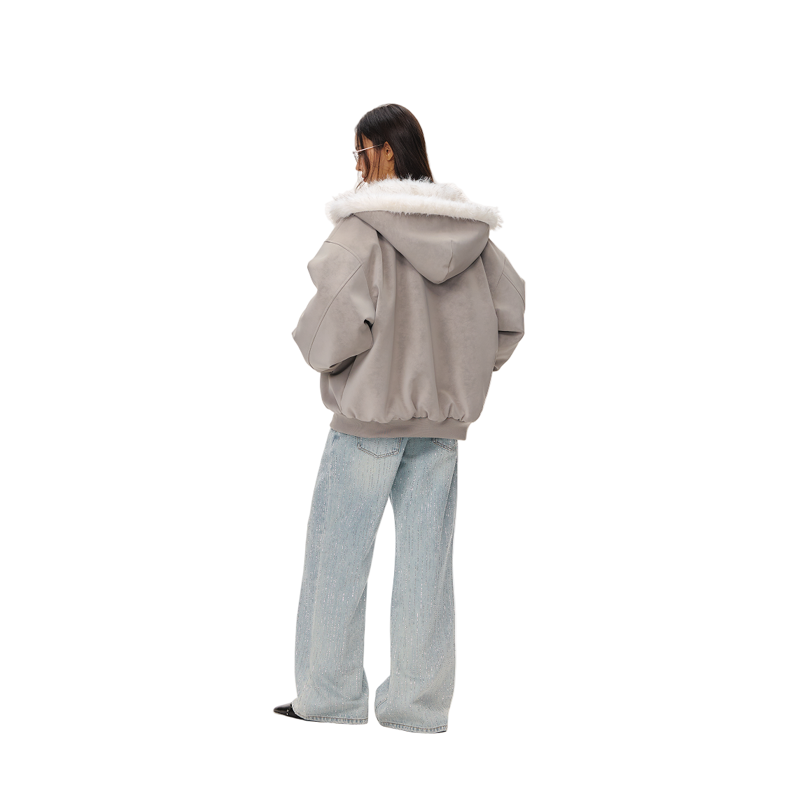 Grey Reversible Eco-friendly Fur Coat