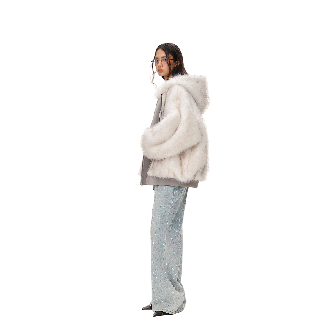 Grey Reversible Eco-friendly Fur Coat