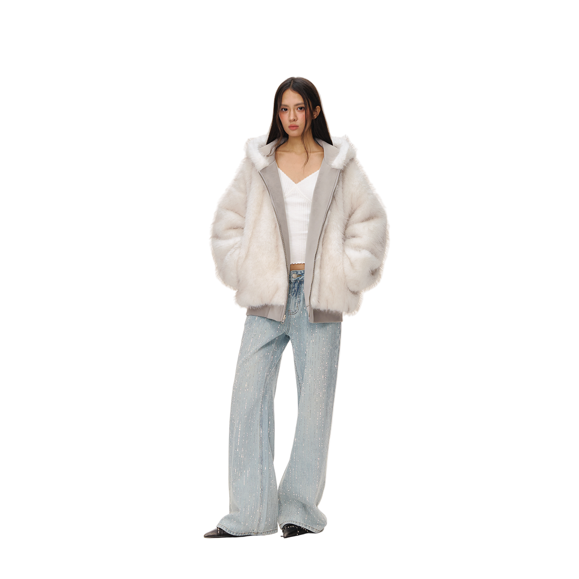 Grey Reversible Eco-friendly Fur Coat