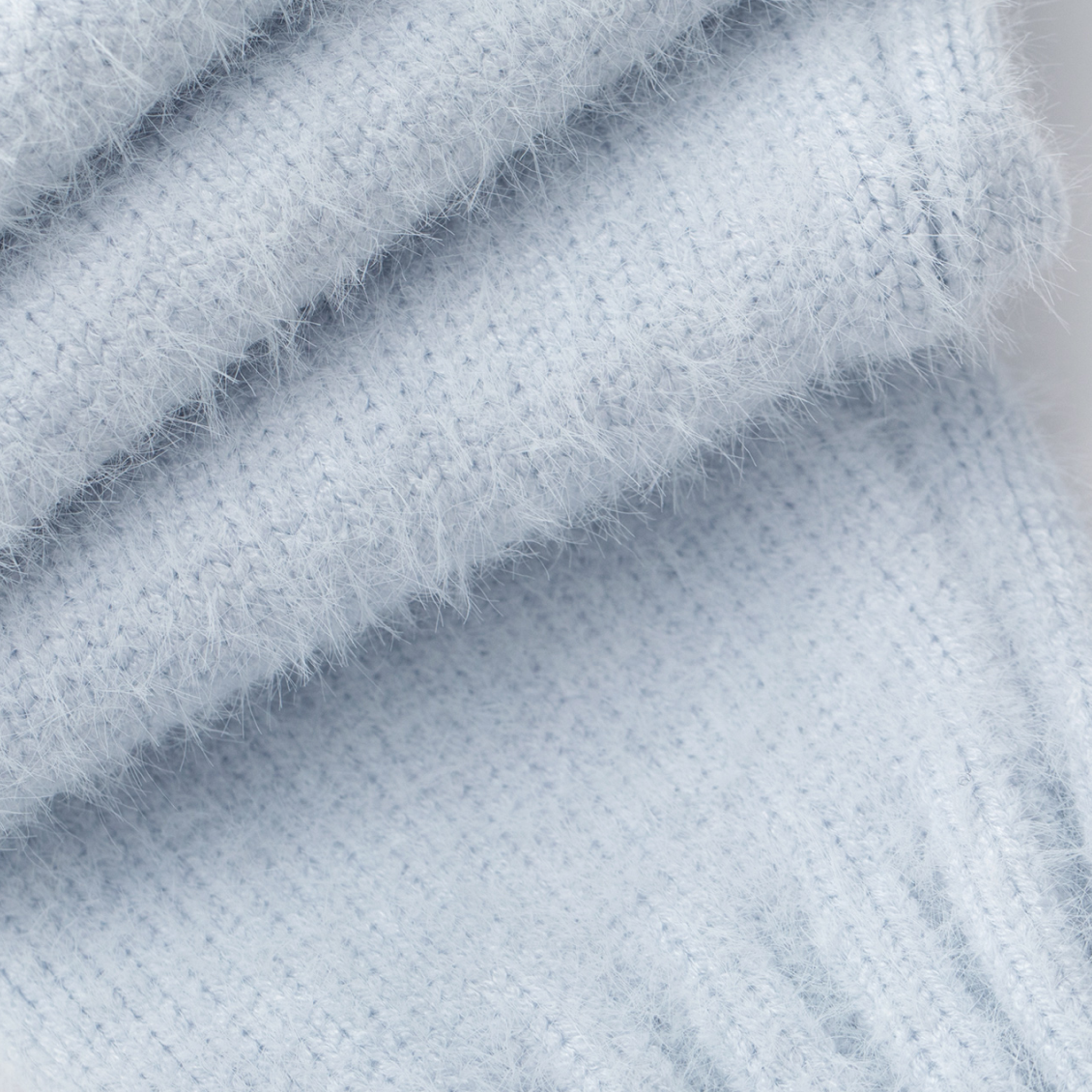 Blue Faux Mink Fur Knitted Patchwork Stand Collar Rib Down Jacket