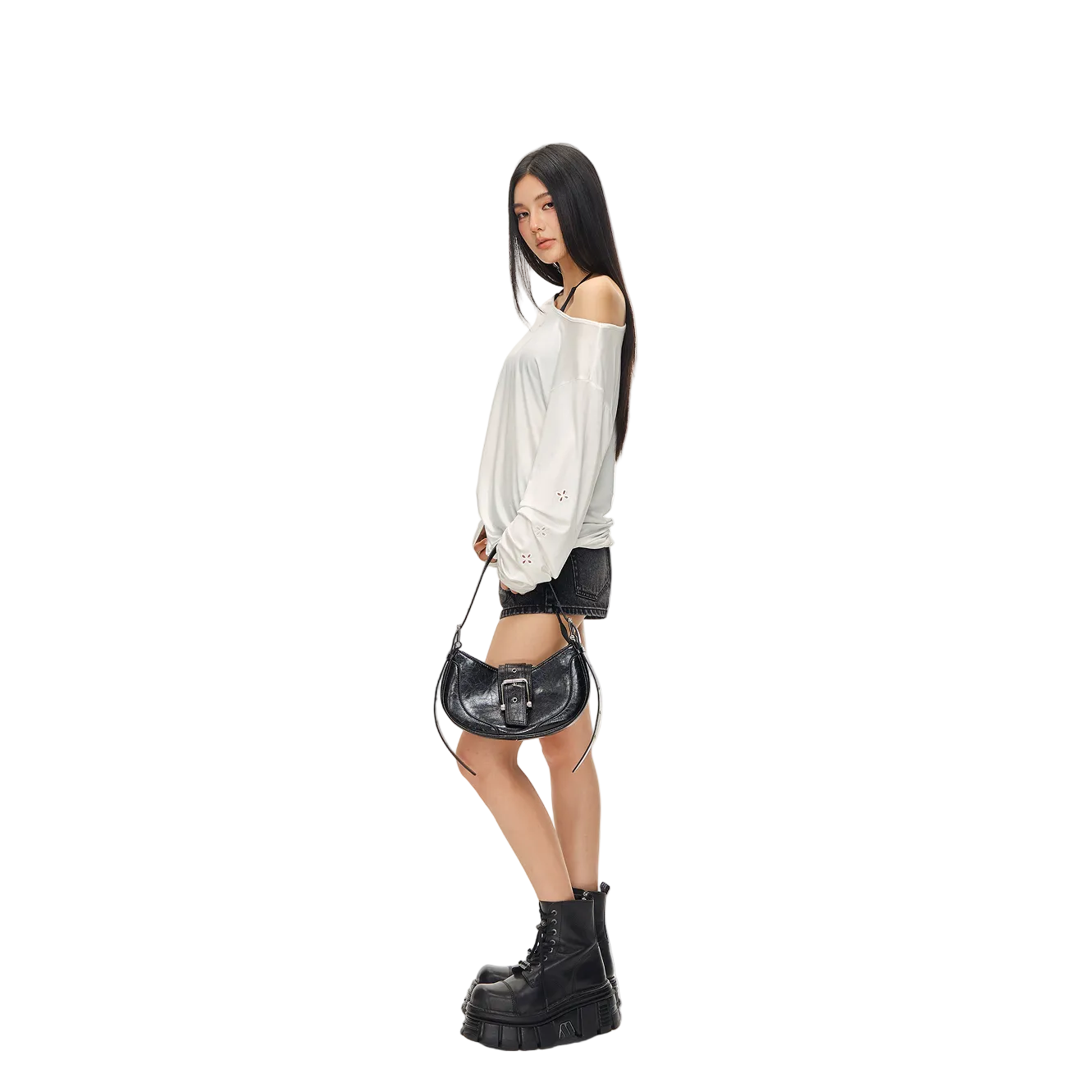 White Lyocell Cross-Patterned Long-Sleeved Cover-up