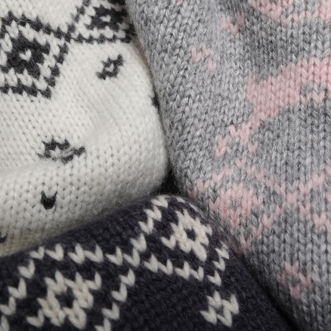 Dark Grey Off-Shoulder Fair Isle Australian Wool Jacquard Pullover Sweater