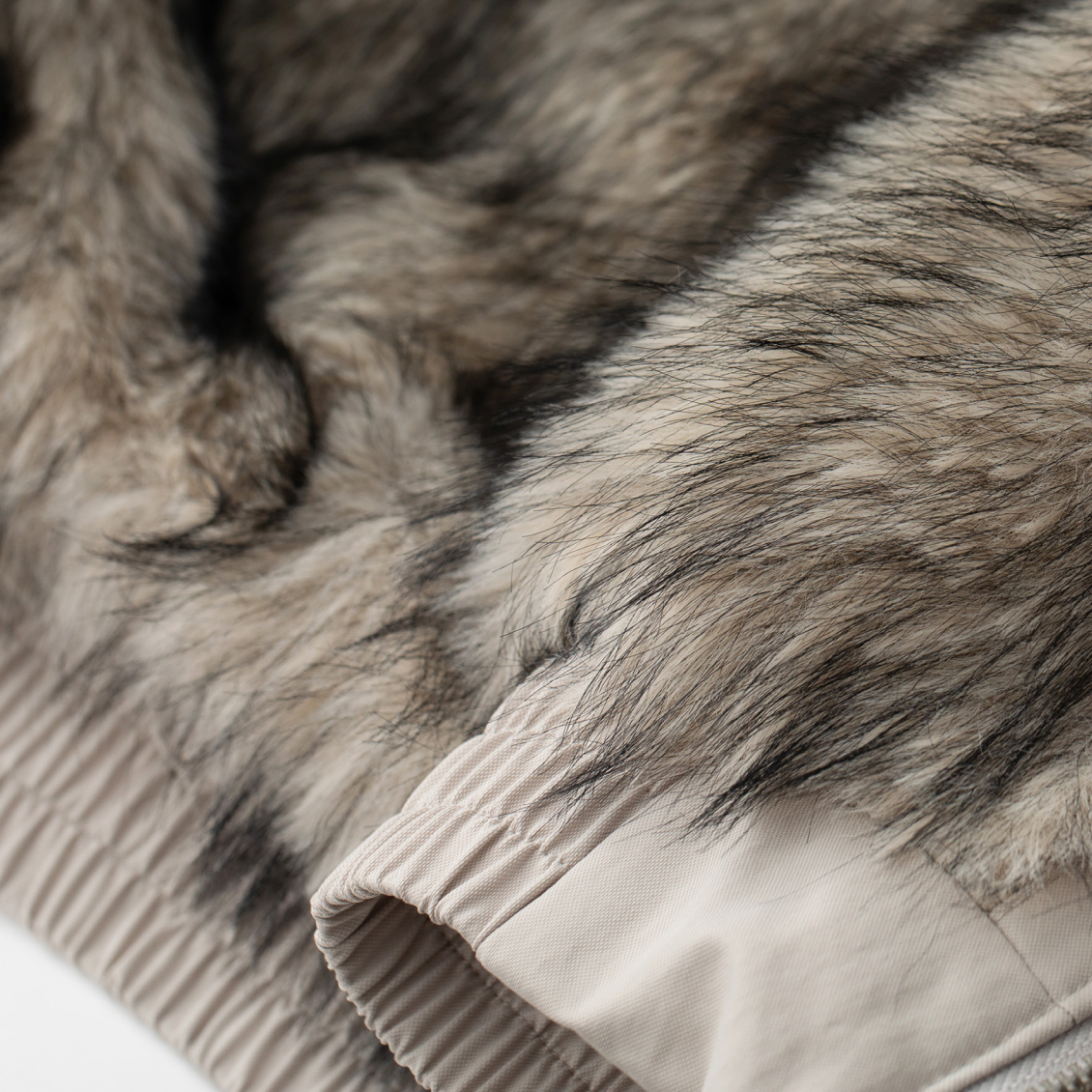 Khaki Grey Faux Mink Fur Stand Collar Bomber Jacket