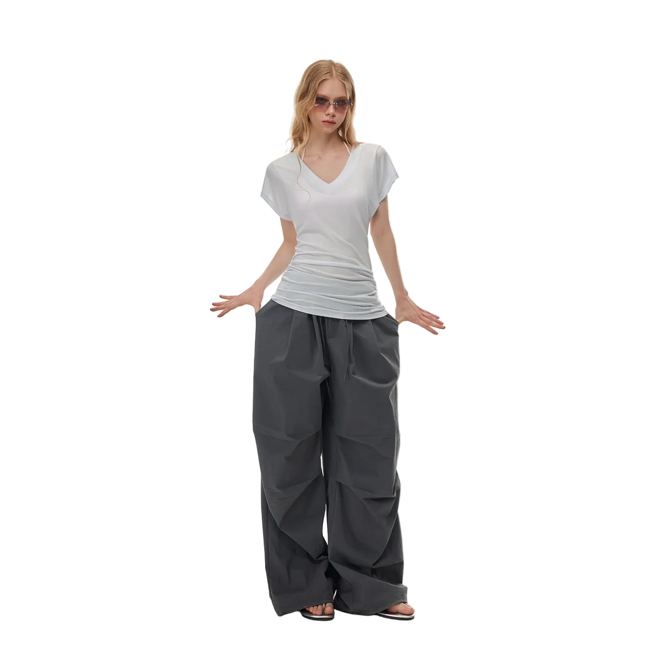 Blue Lyocell Linen Cover-up T-Shirt