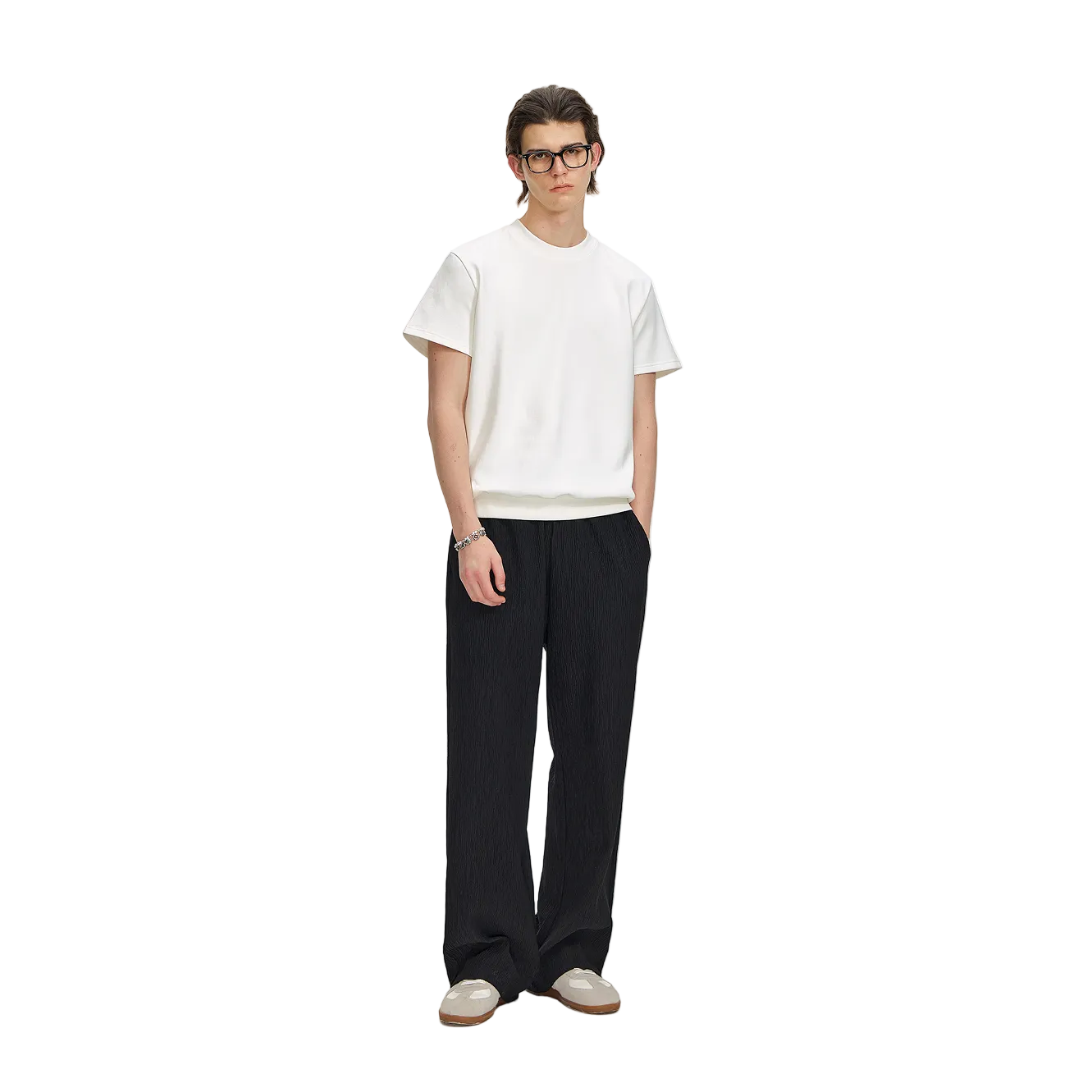 White Air Layer Ribbed Short-Sleeve