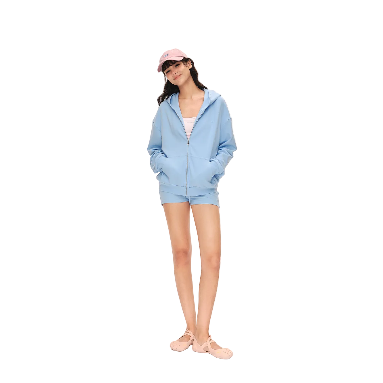 Blue Sporty Waffle Set Hooded Jacket