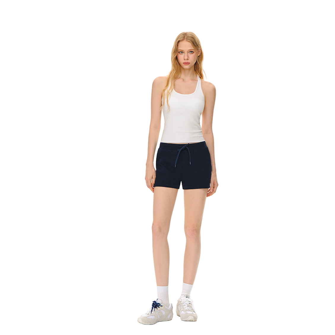 Tencel Wool U-Neck with Built-in Bra Tank Top In White