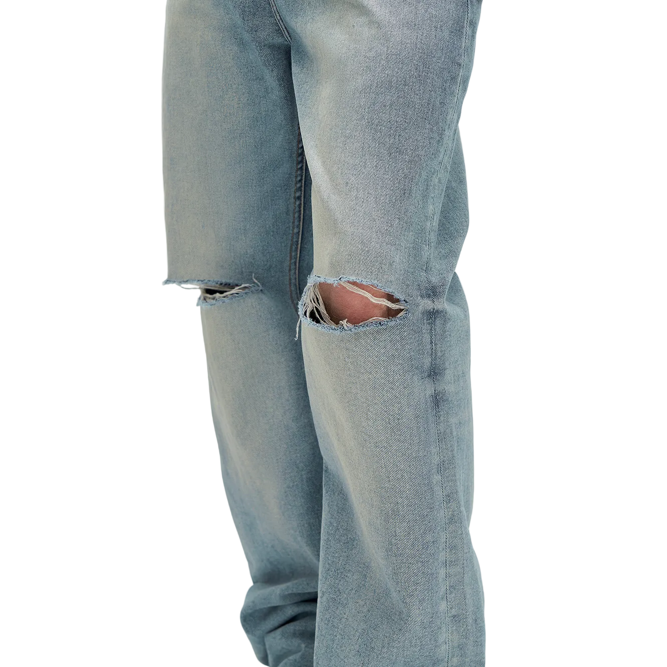Washed Blue Ripped High Street Jeans