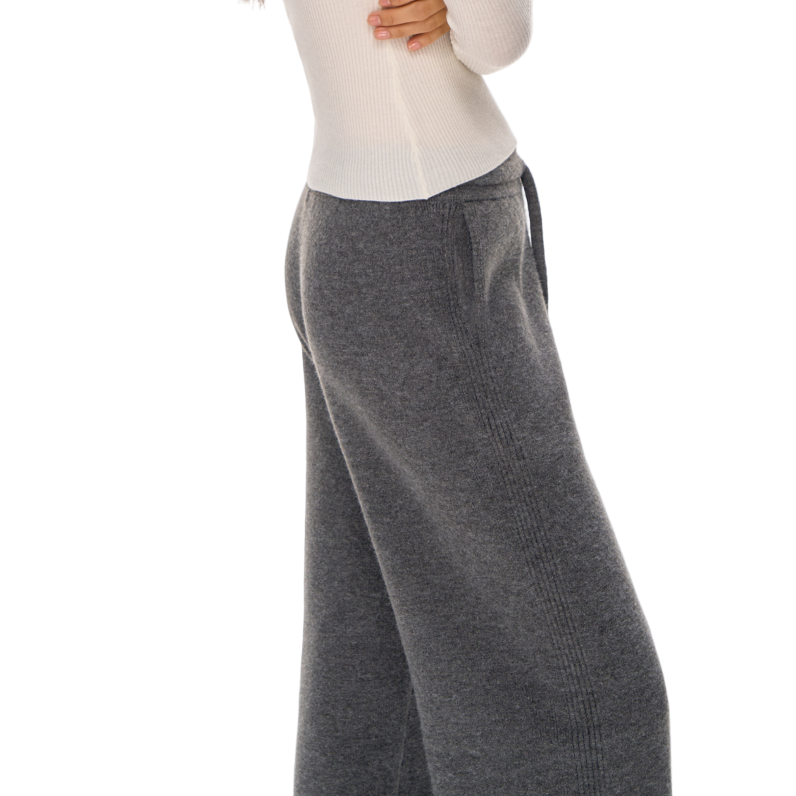 Grey Arctic Fleece Thickened Warm Casual Straight Leg Trousers