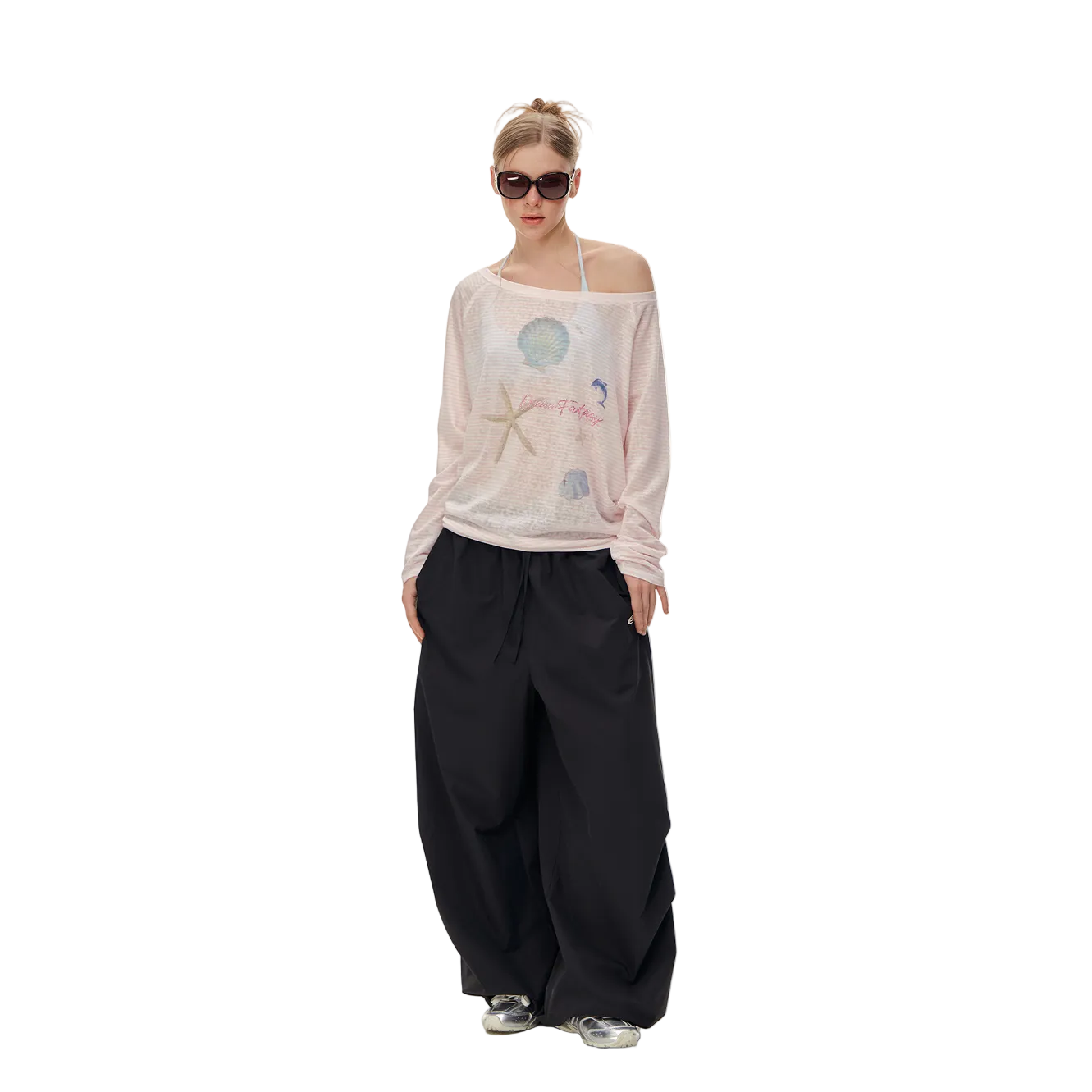 Pink Lyocell Resort Style Off-Shoulder Cover-Up