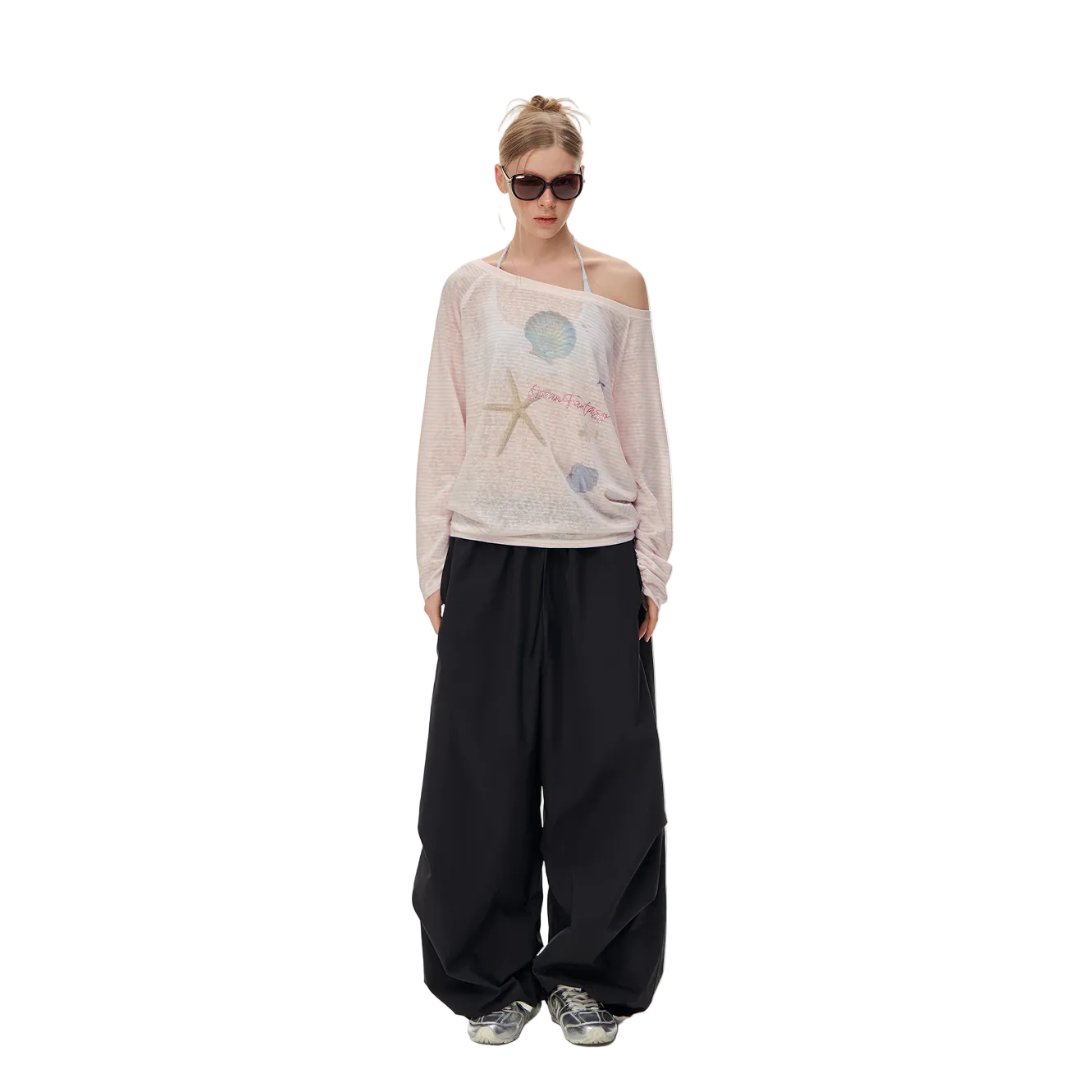 Pink Lyocell Resort Style Off-Shoulder Cover-Up