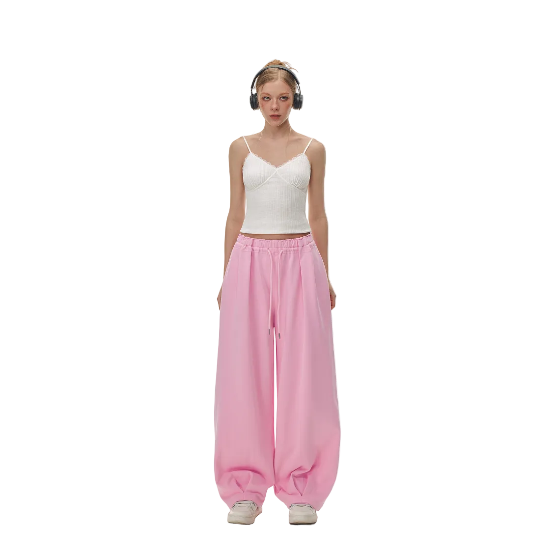 Pink Pleated Tulip Sweatpants
