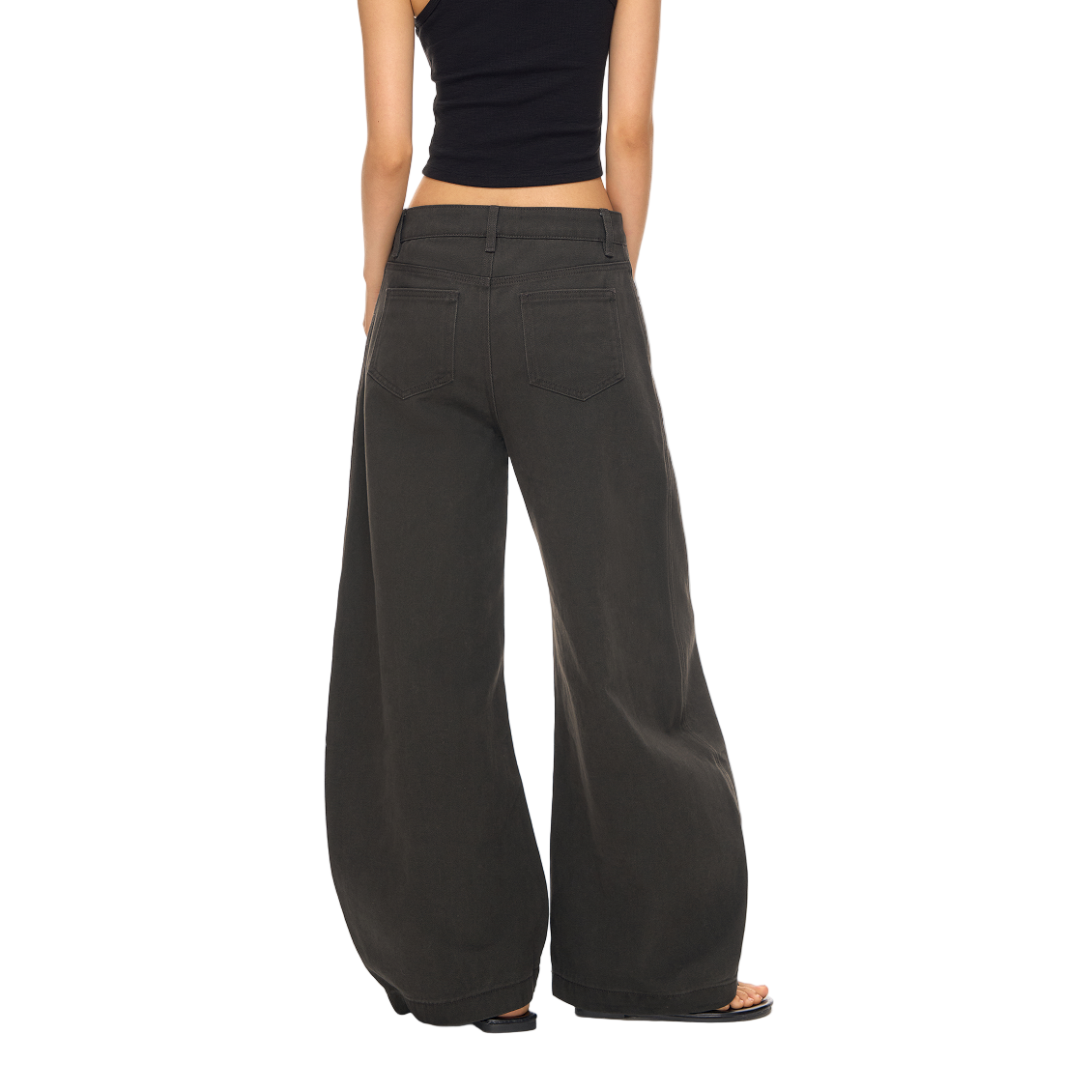 Dark Grey Retro 3D Cut Deconstructed Curved Blade Jeans