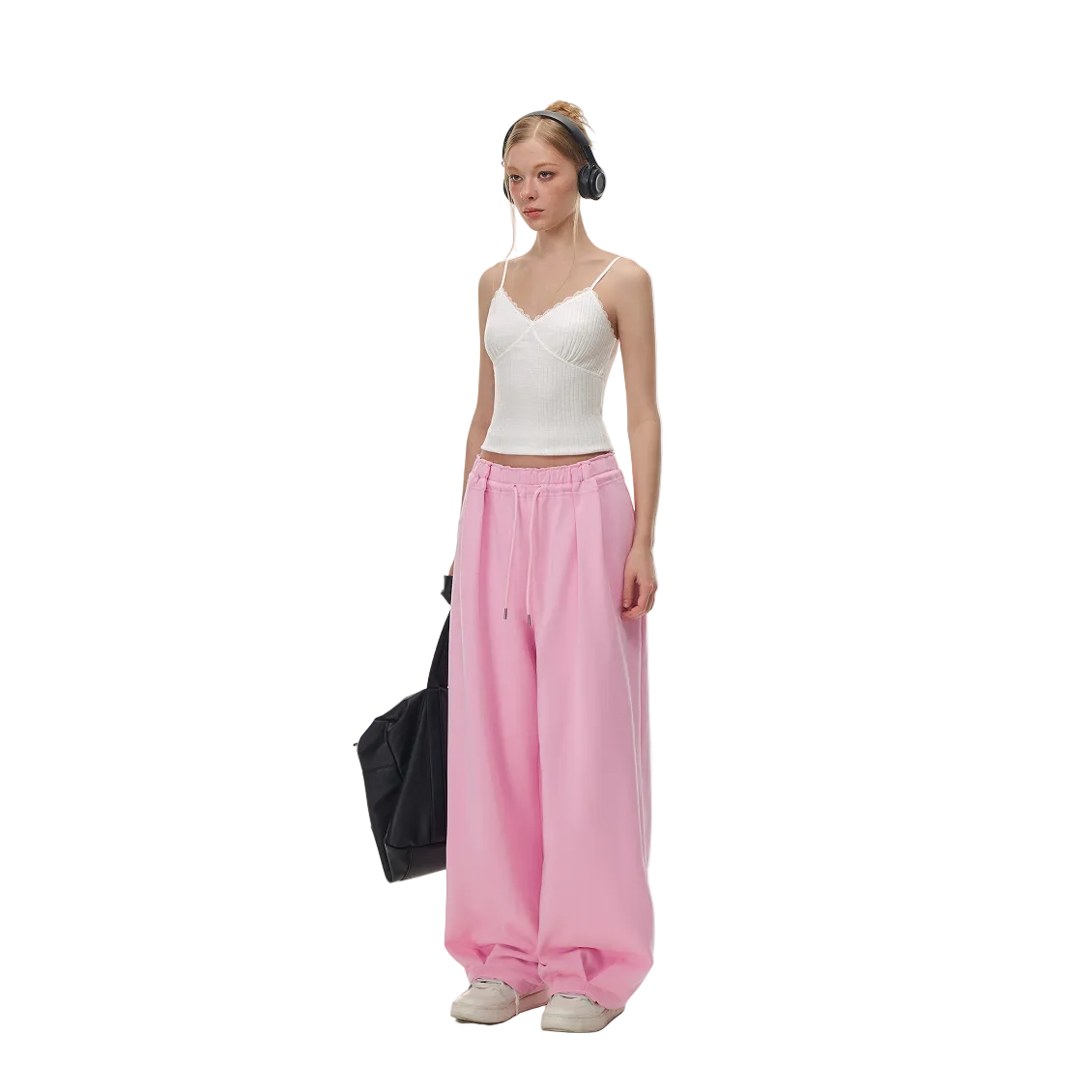 Pink Pleated Tulip Sweatpants