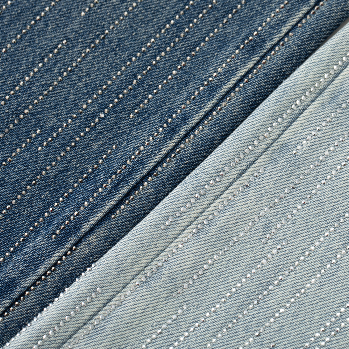 Light Blue Rhinestone Mid-Low Rise Jeans