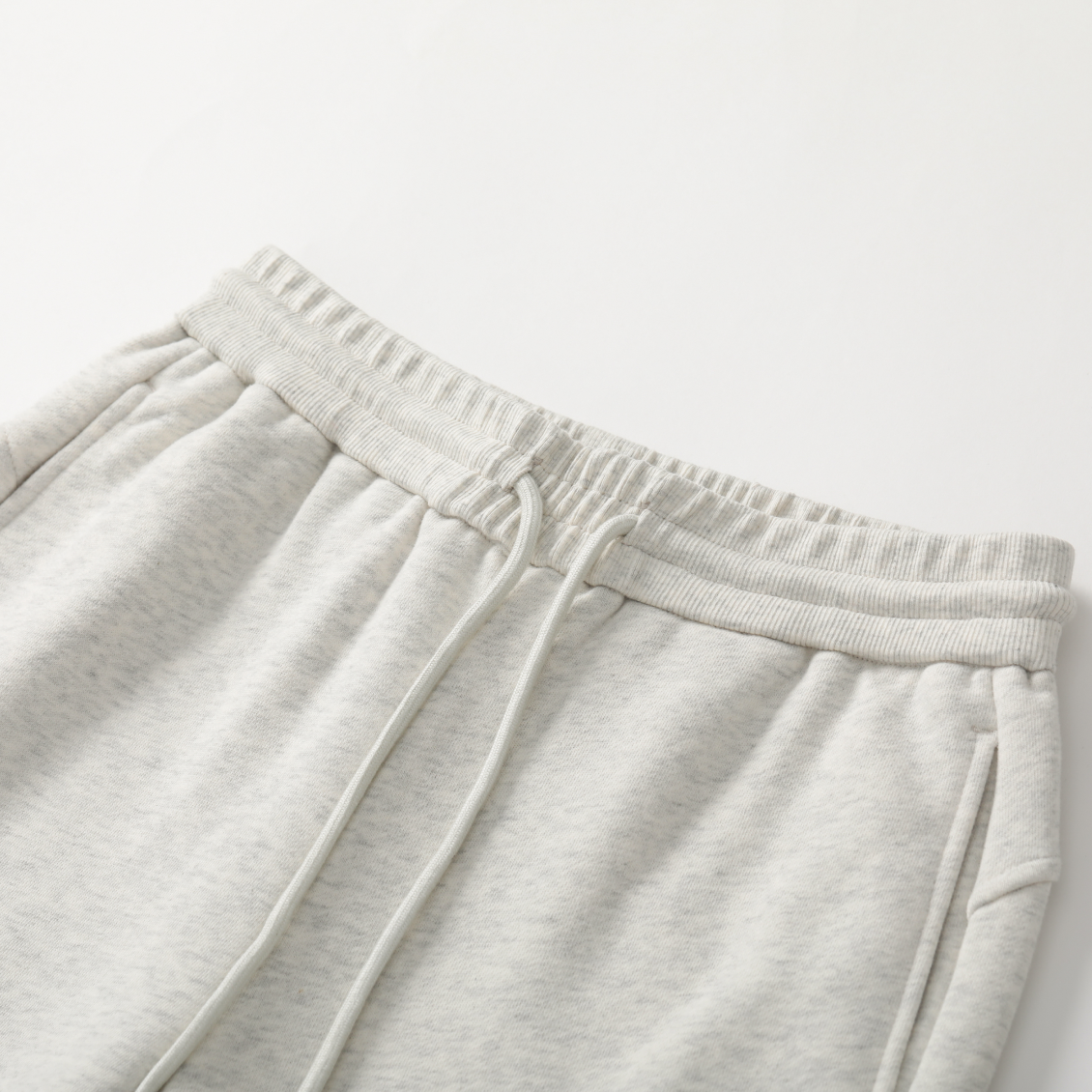 Beige Knitted Flared Mid-Low Rise Fleece-Lined Casual Sweatpants