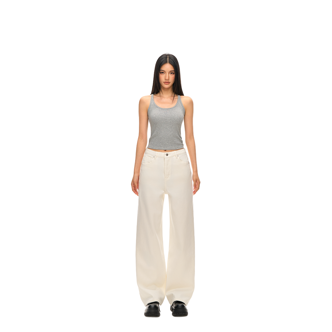 White Classic Fleece-Lined Straight Leg Jeans