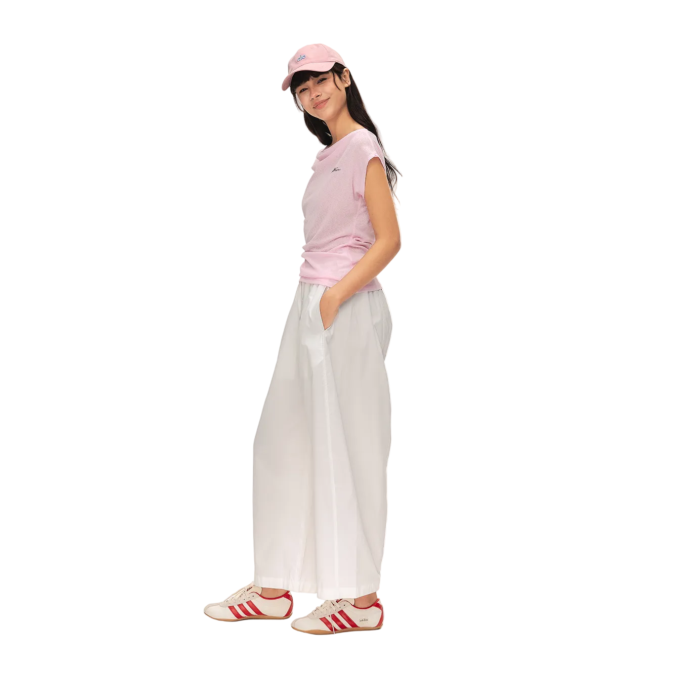 White Lightweight Cocoon-Shaped Cropped Balloon Pants