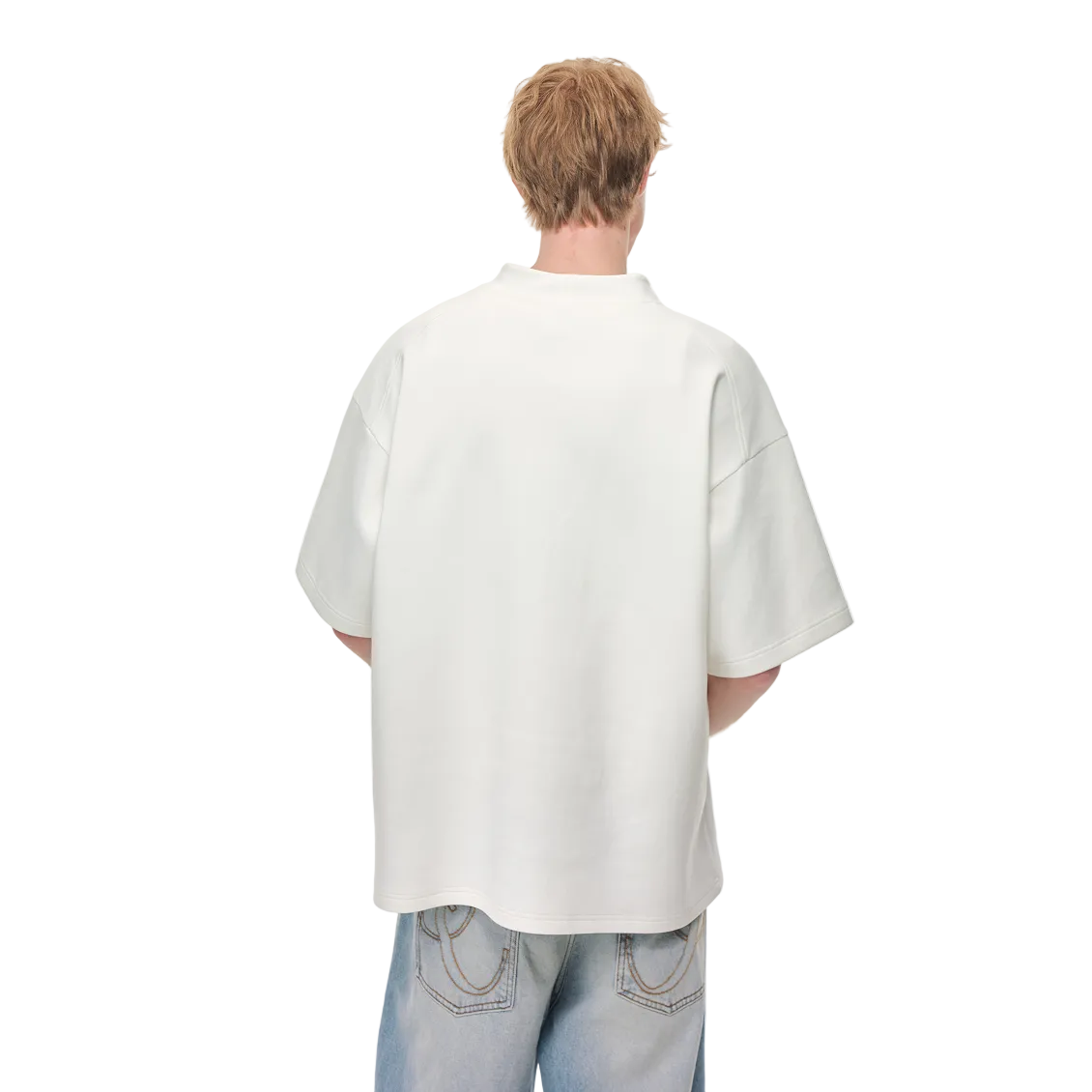 White Air Layer High Neck Zipper T-Shirt