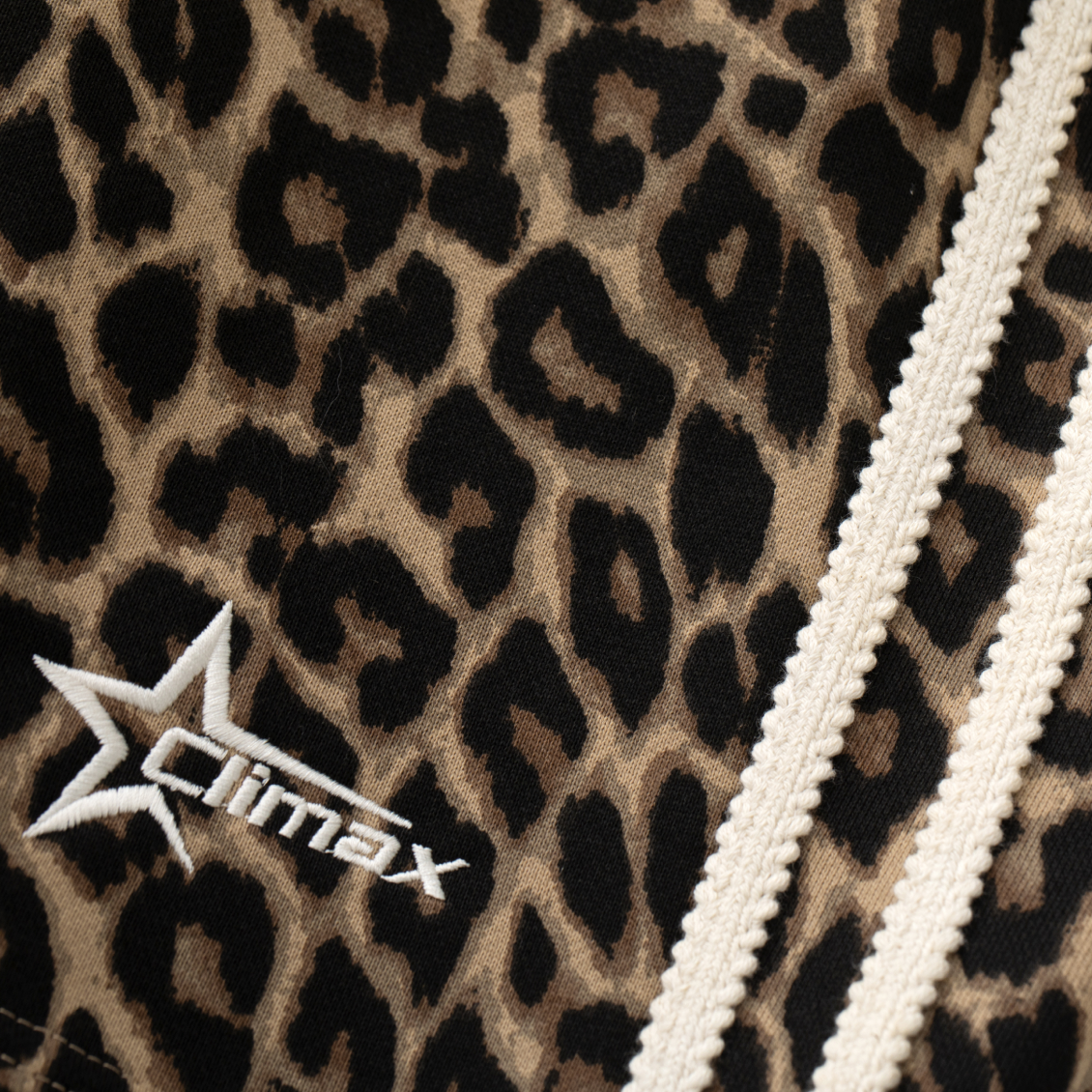 Brown Leopard Print Star Embroidered Shorts