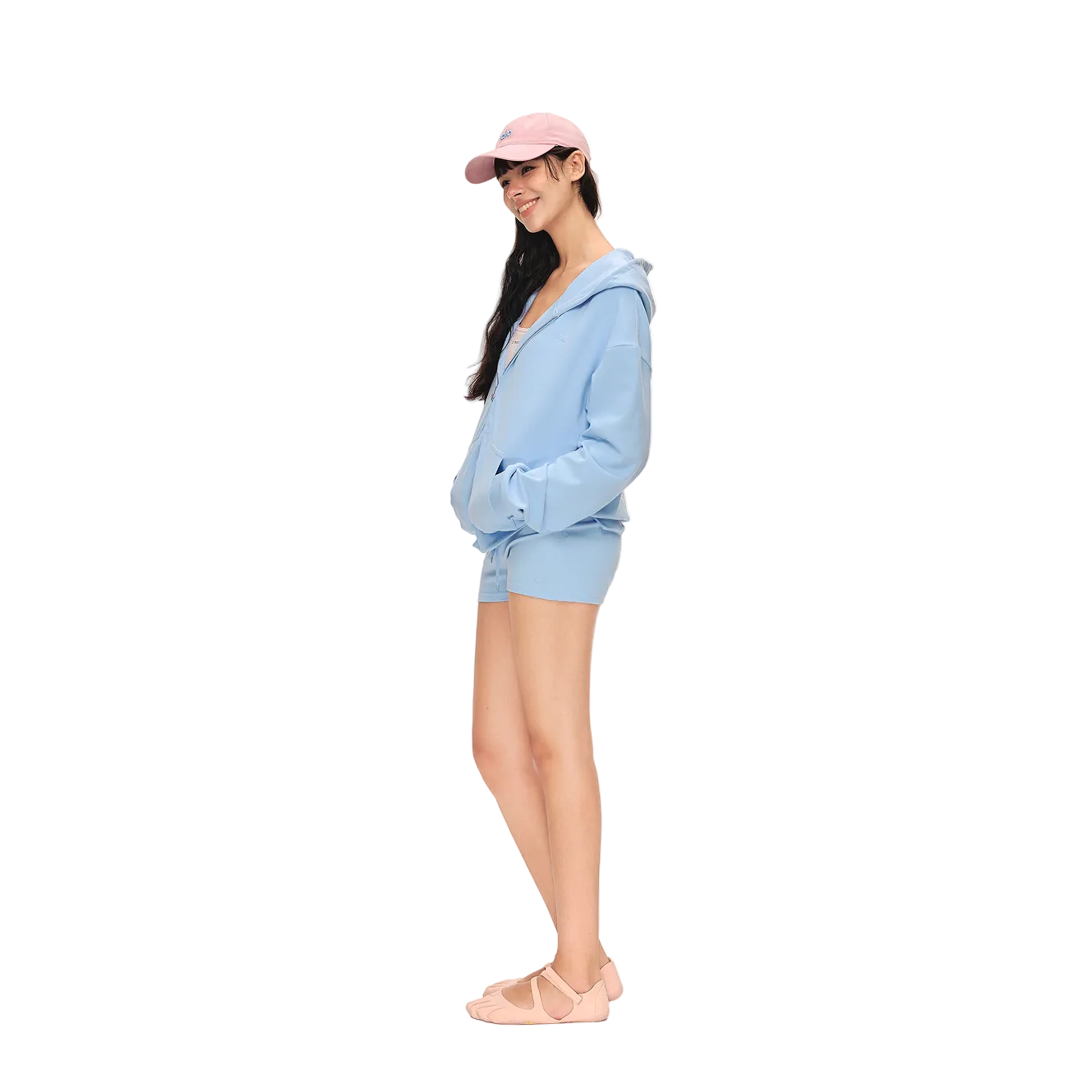 Blue Sporty Waffle Set Hooded Jacket