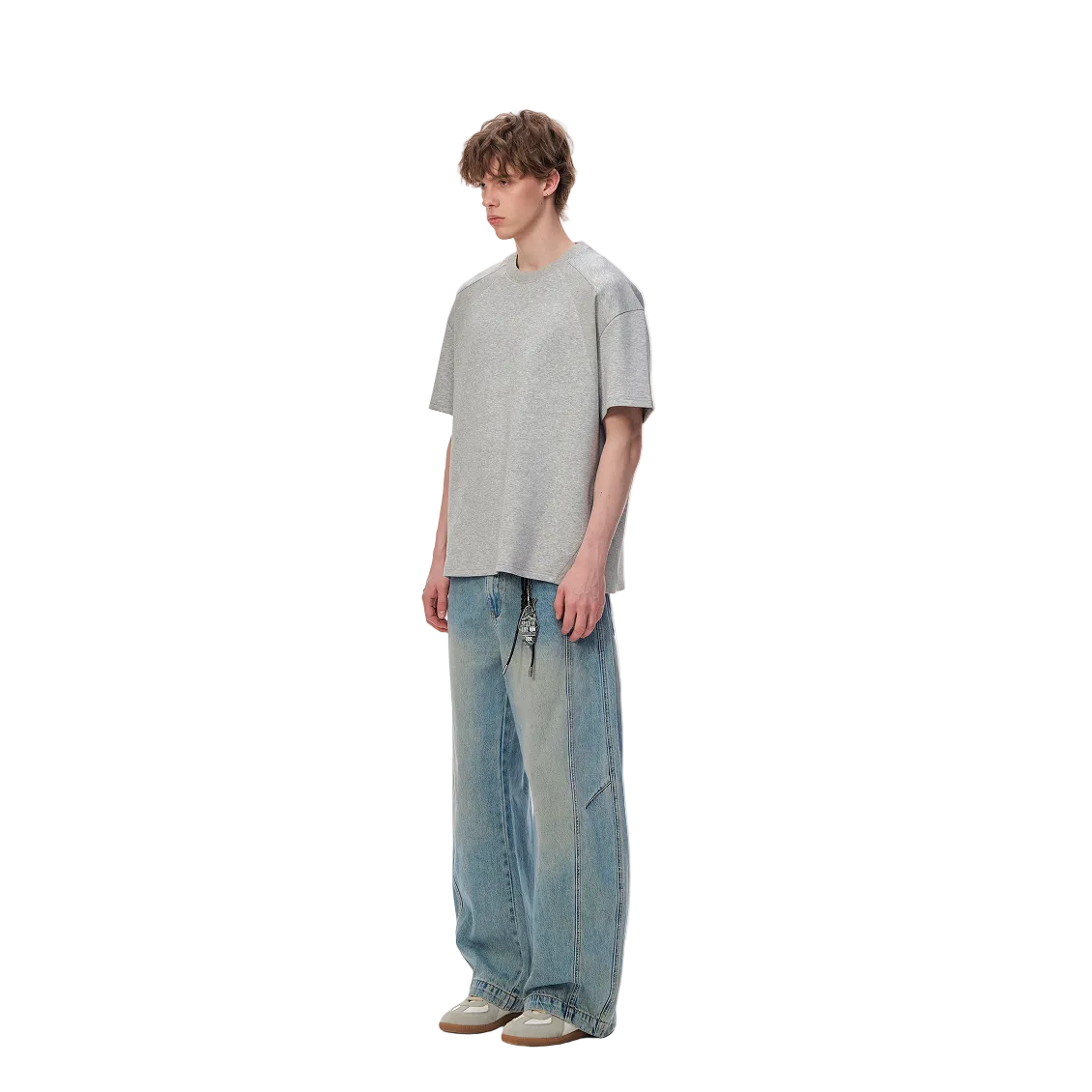 Gray Air Layer Deconstructed Patchwork Short-Sleeve T-Shirt