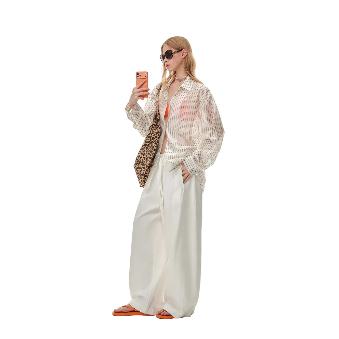Beige Striped Airy Shirt