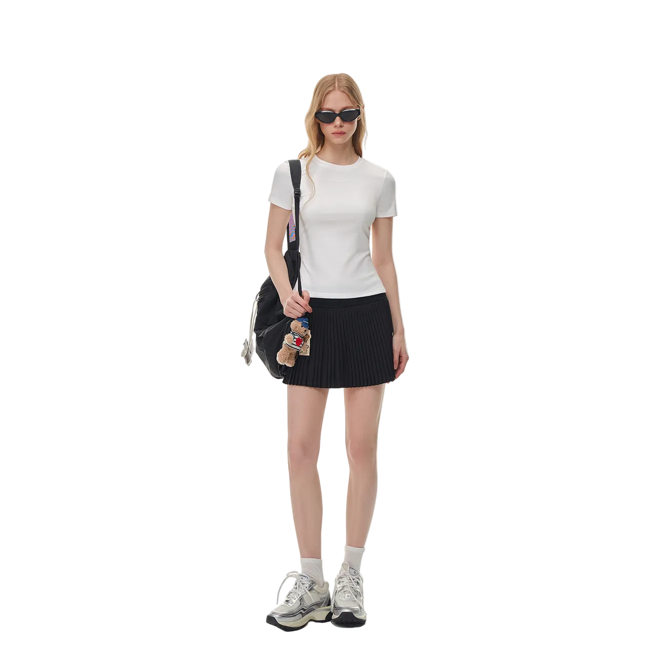 Black Cross Pleated Tennis Skirt