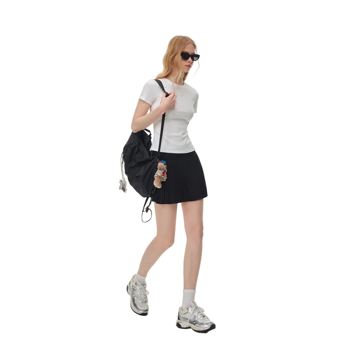 Black Cross Pleated Tennis Skirt