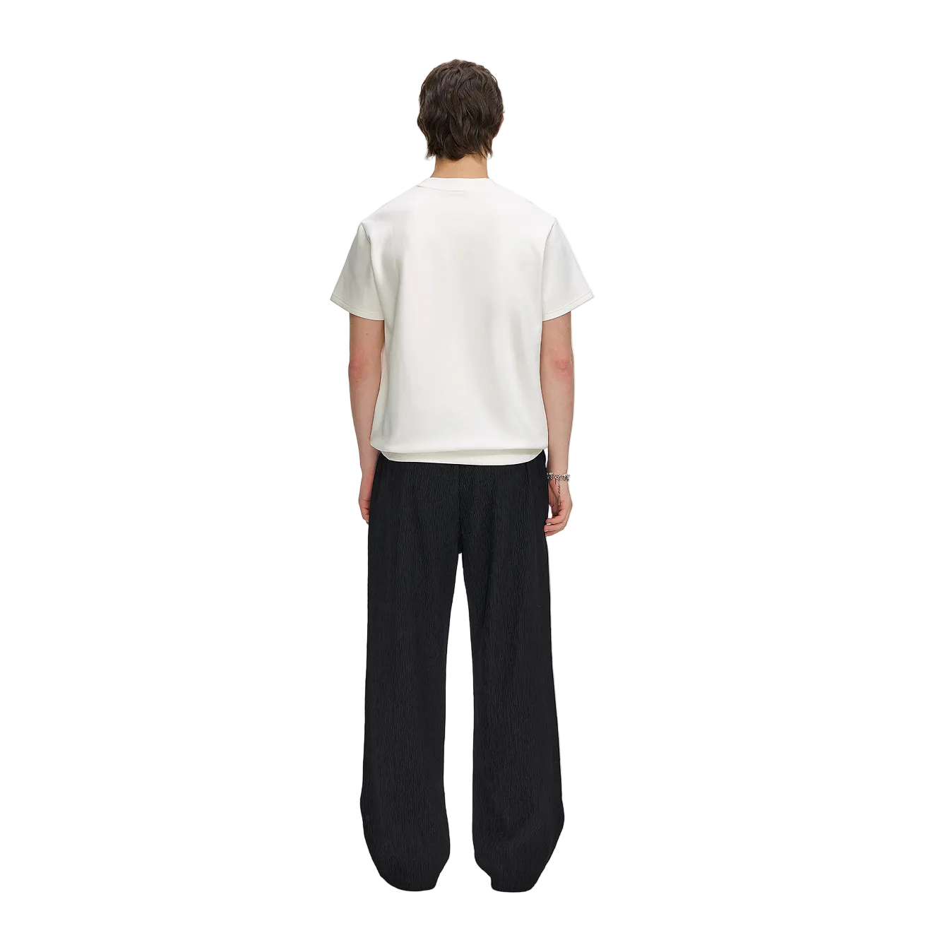 White Air Layer Ribbed Short-Sleeve