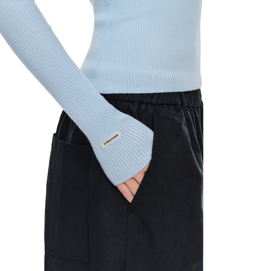 Blue High Twist Bamboo Yarn U-Neck Striped Slim Fit Knitted Shirt