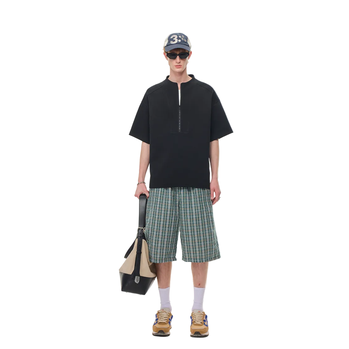 Black Air Layer High Neck Zipper T-Shirt