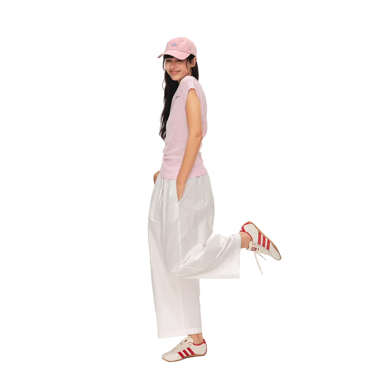 White Lightweight Cocoon-Shaped Cropped Balloon Pants