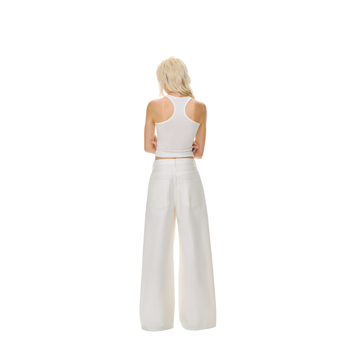 Light Vintage Wash Mid-Rise Straight Jeans In White