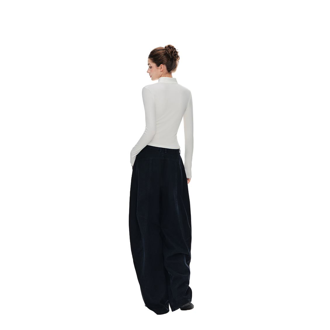 Cool Slimming Double Zipper Long-sleeved In White