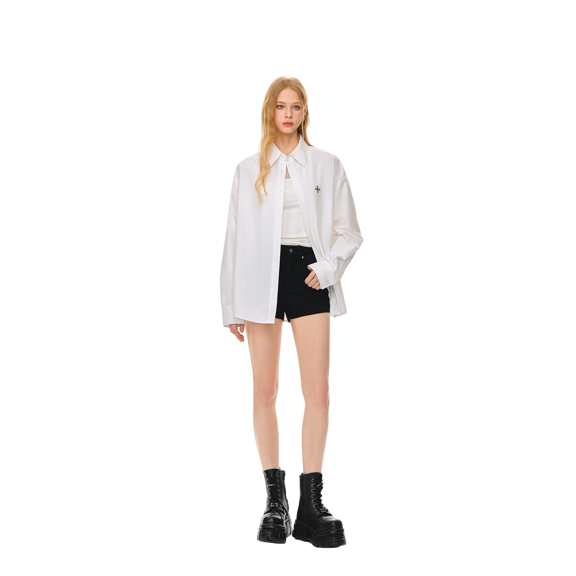 White Classic High Count Cotton Oxford Cross Embroidery Shirt
