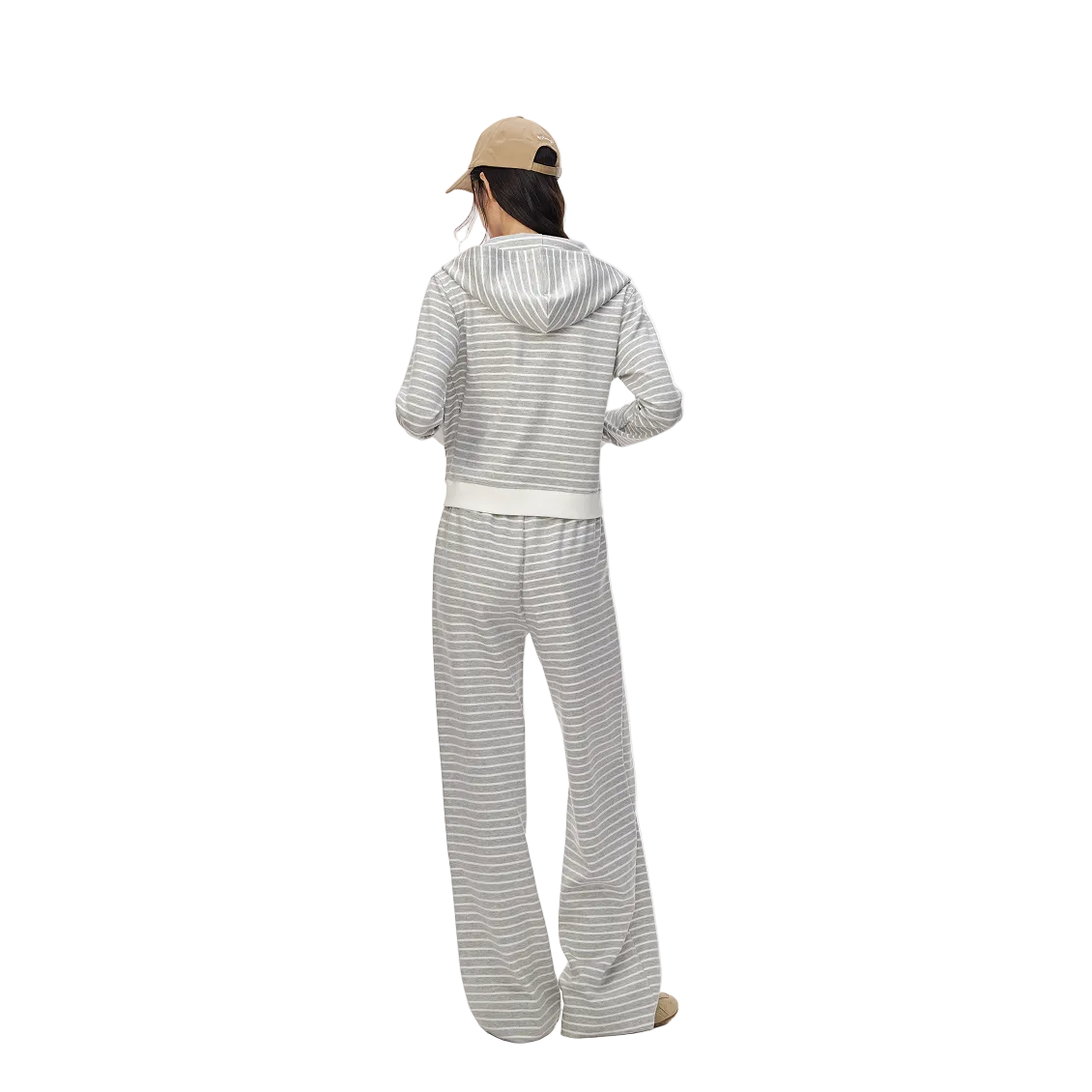 Gray and White Striped Cross-Pattern Casual Sweatpants