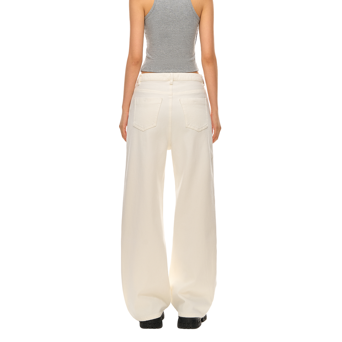 White Classic Fleece-Lined Straight Leg Jeans