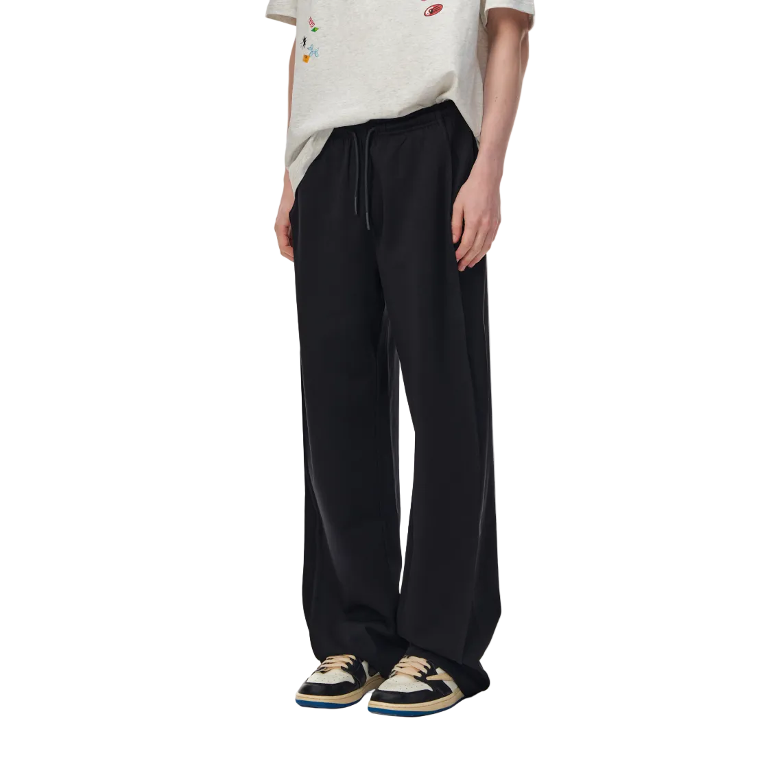 Black Long-Staple Cotton Air Layer Lightweight Curved Pants