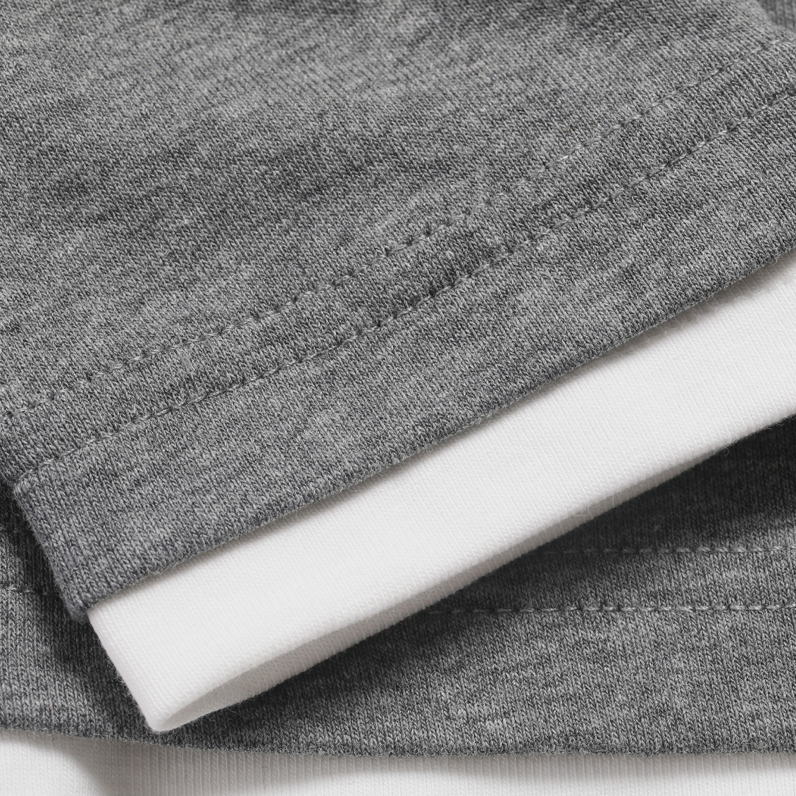 Gray Stretch Cotton Layered Fake Two-piece Long-sleeved T-shirt