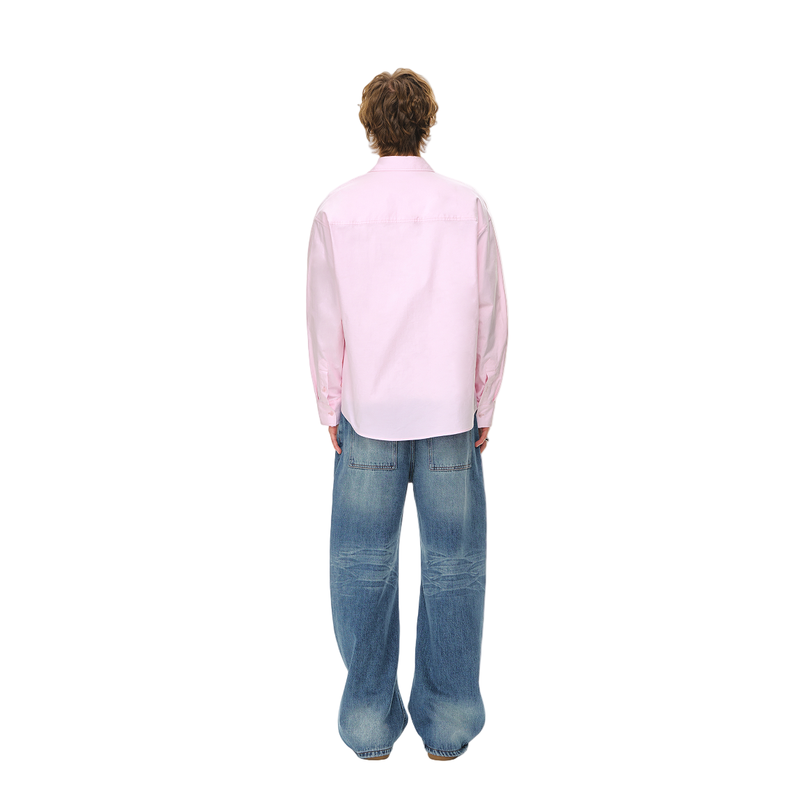 Pink Classic High Count Cotton Oxford Cross Embroidery Shirt