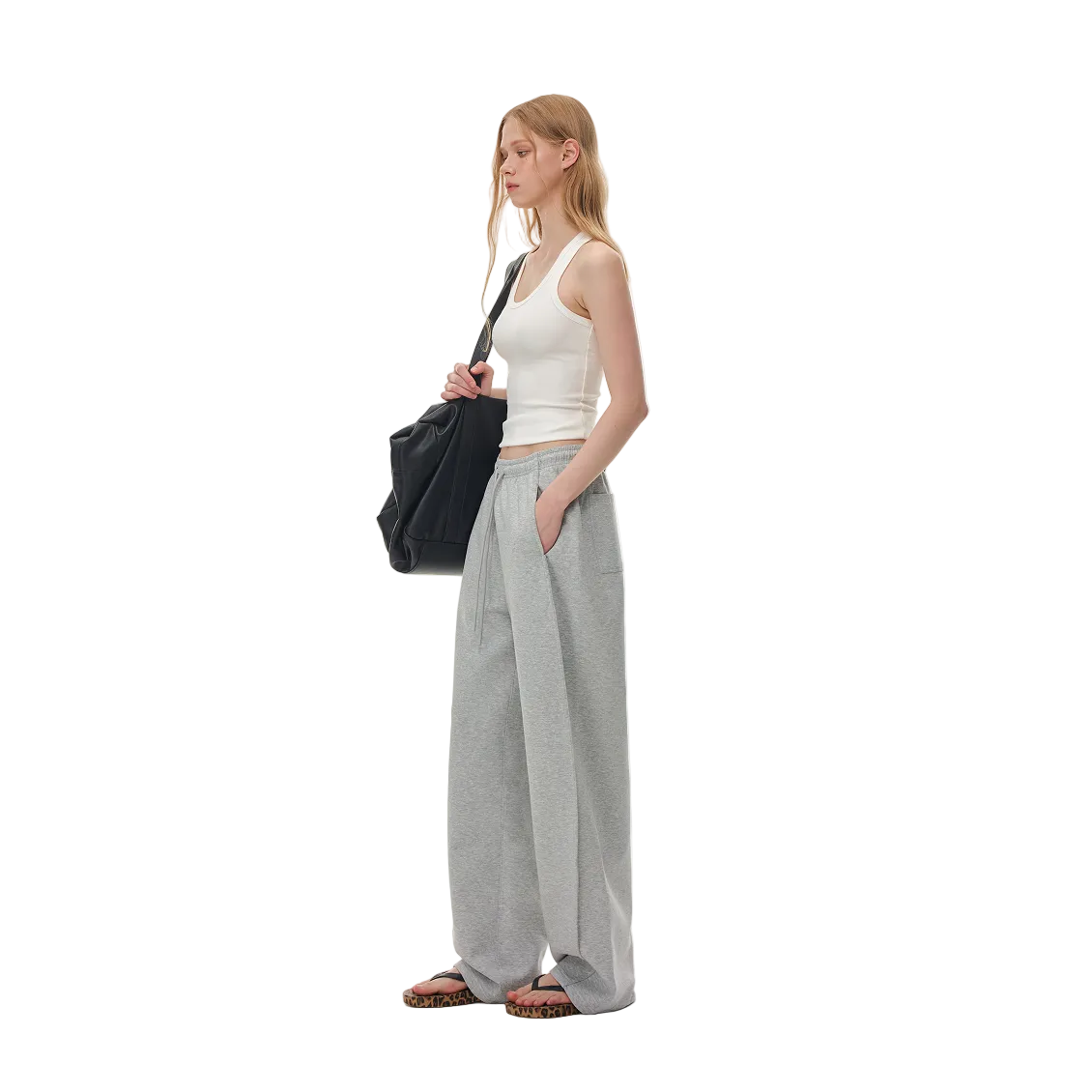 Grey Long-Staple Cotton Air Layer Lightweight Curved Pants