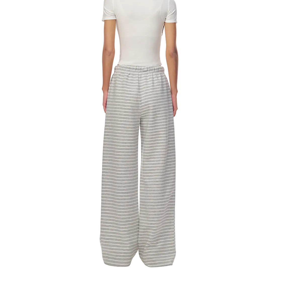 Gray and White Striped Cross-Pattern Casual Sweatpants