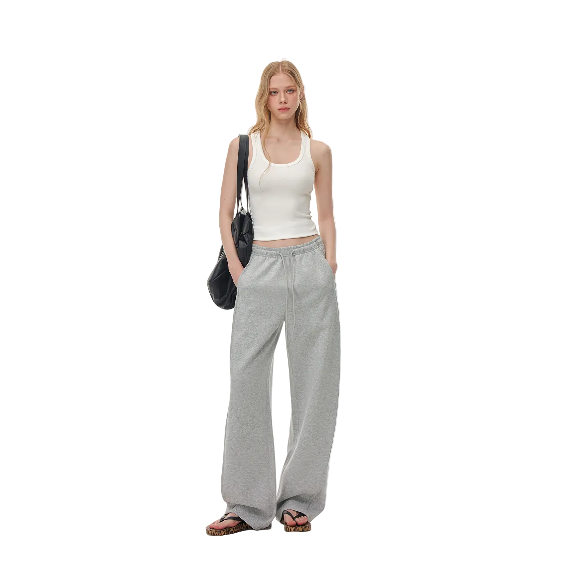 Grey Long-Staple Cotton Air Layer Lightweight Curved Pants
