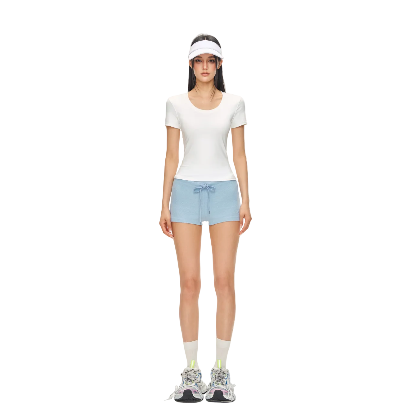 White Cross Shaped U-Neck Short-Sleeve T-Shirt