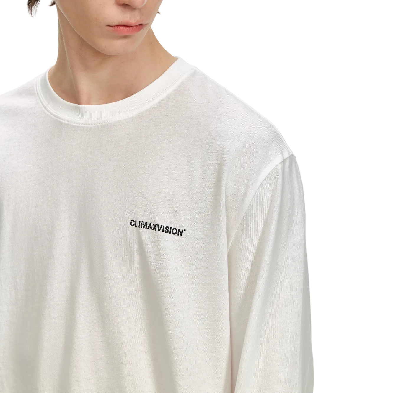 White Textured Print Long-Sleeve T-Shirt