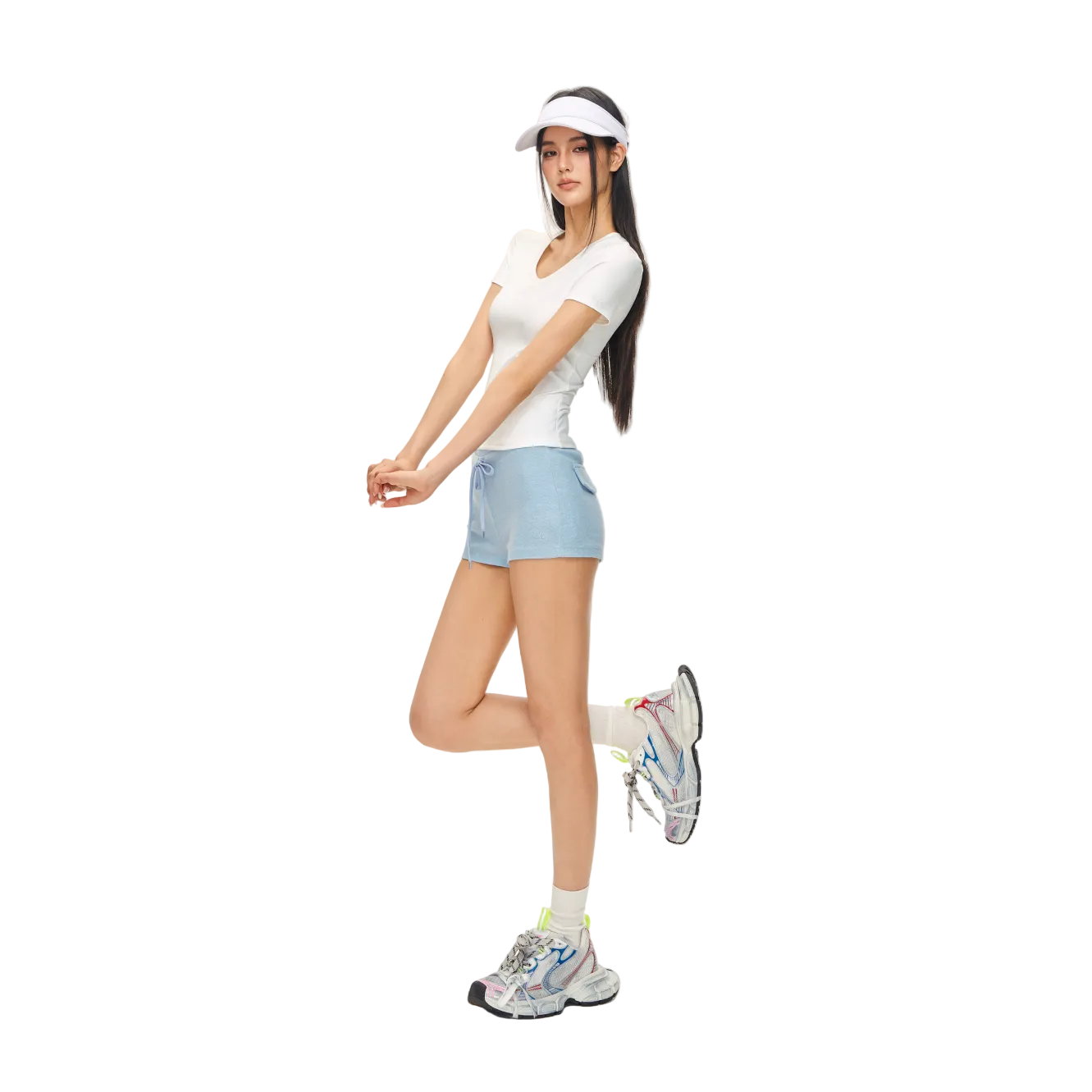 White Cross Shaped U-Neck Short-Sleeve T-Shirt