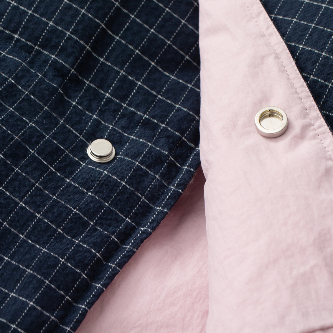 Navy Blue Textured Plaid Color-Blocked Stand Collar Down Vest