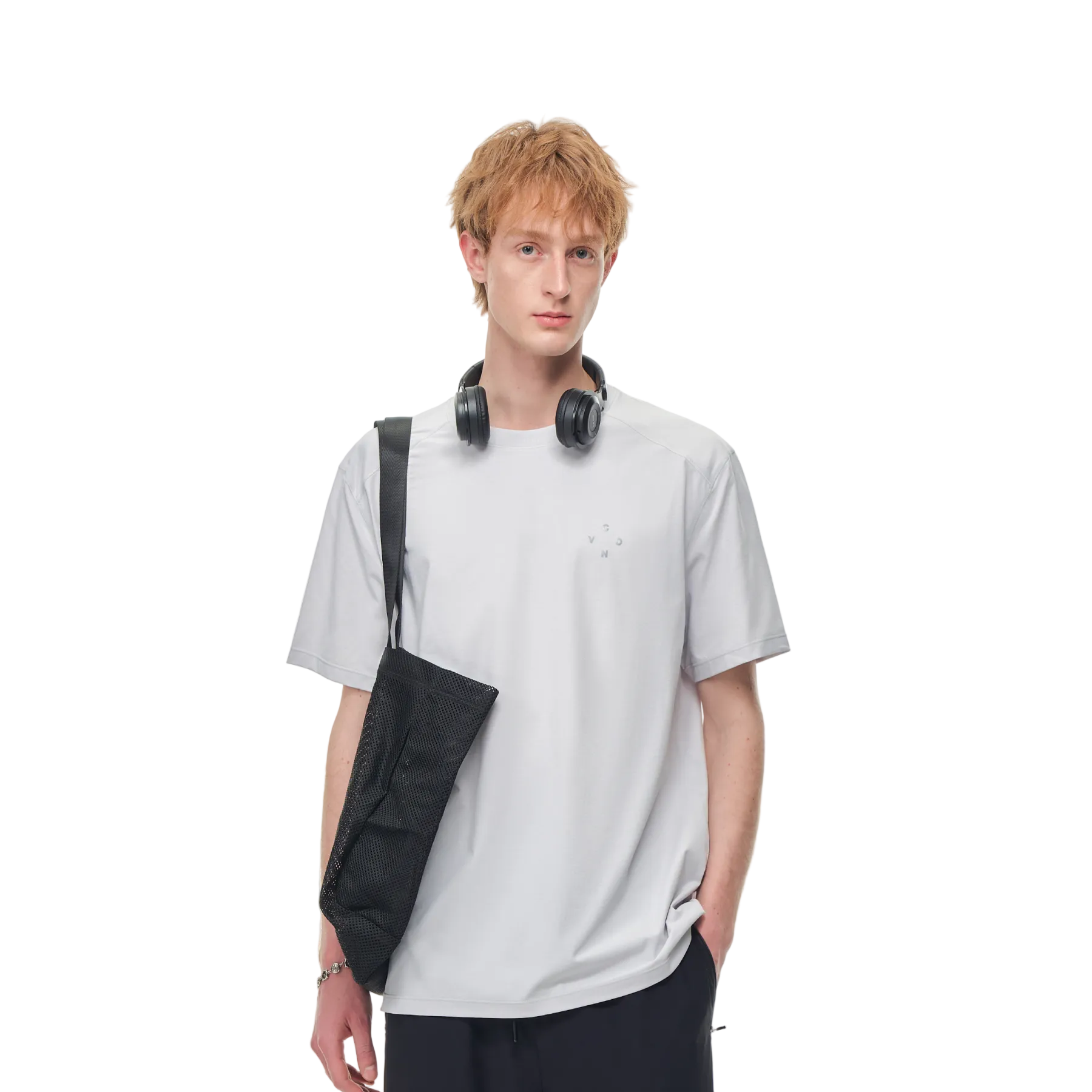 Grey Outdoor Sports Reflective Print T-shirt